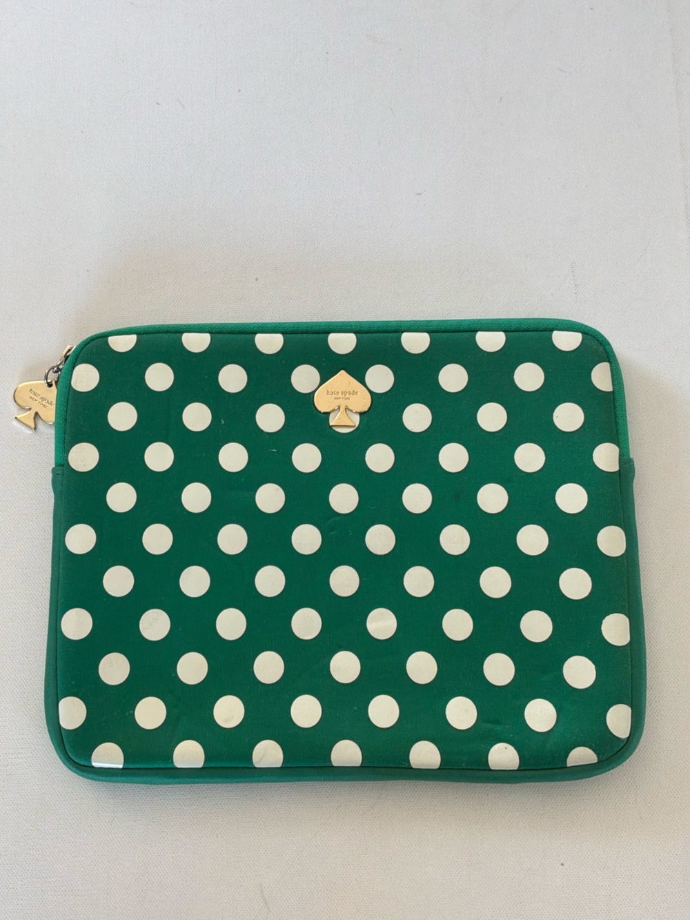 Kate Spade New York Green White Polka Dot Padded Tablet Sleeve E-Reader Case